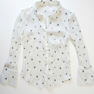 Blu Pepper White Button Down Shirt Butterfly Print